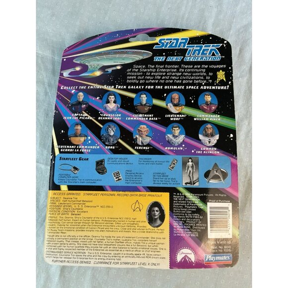 Star Trek TNG Deanna Troi 5" Action Figure 1992 Playmates Sealed Grey Uniform - Picture 2 of 2
